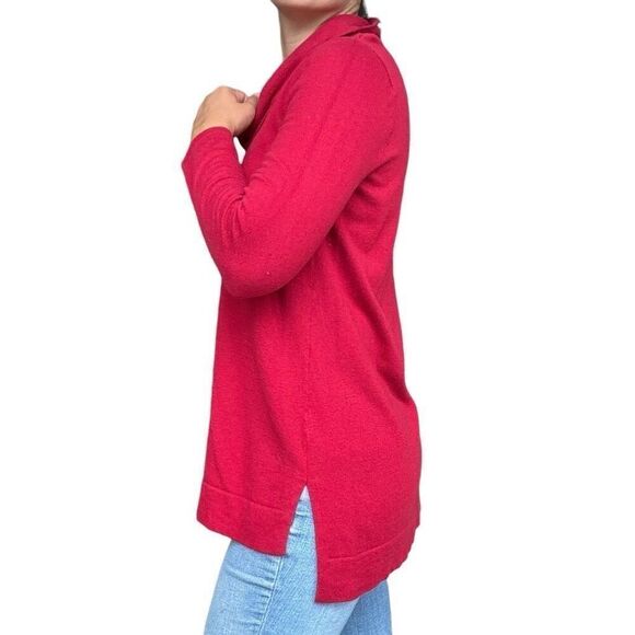 J. Jill Red Cowl Neck Tunic Pullover Sweater Women Size Small Fall Cotton Blend - Picture 3 of 7